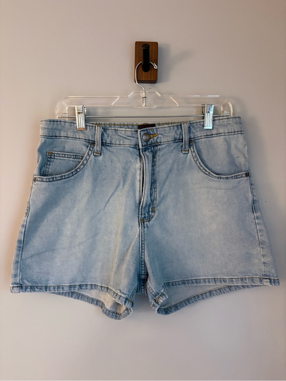 Lee Womens 12 Light Wash High Rise Denim Jean Shorts High Waisted Cutoff 3 In In
